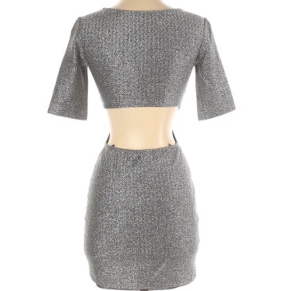 BCBGeneration silver cutout back dress